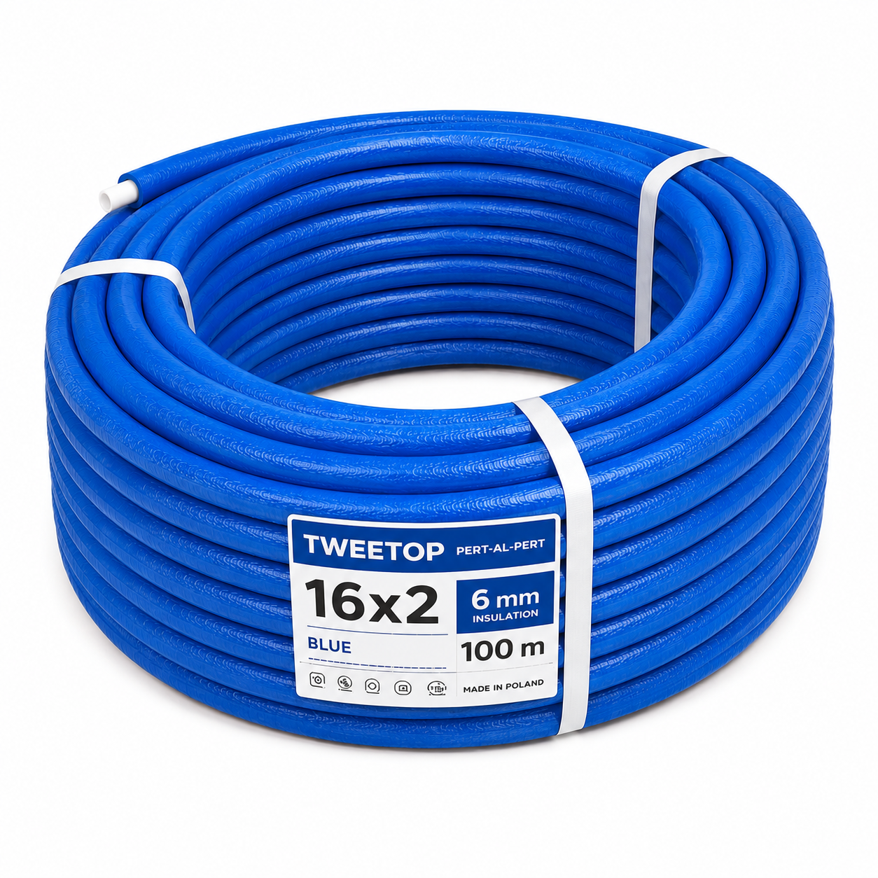 Teava multistrat 16x2 mm cu izolatie 6 mm albastra - colac 100 m - Tweetop Poland