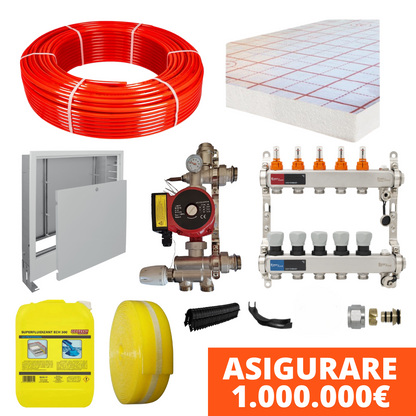 Pachet complet incalzire in pardoseala cu teava PE-RT MODUS si placa tacker