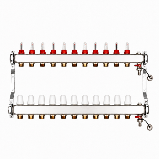 distribuitor inox 11 circuite cu debitmetre