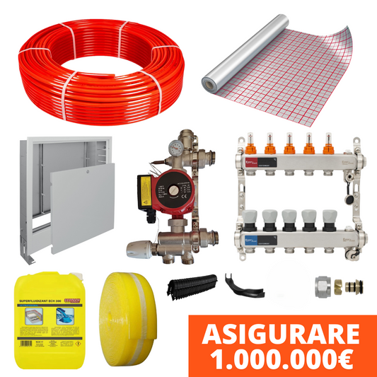 Pachet complet incalzire in pardoseala cu teava PE-RT MODUS si folie tacker