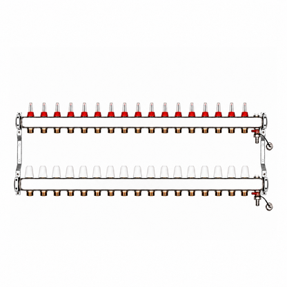Distribuitor INOX cu debitmetre 17 circuite