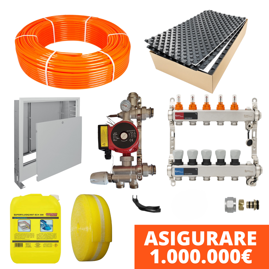 Pachet complet incalzire in pardoseala cu teava PE-Xa MODUS si placa cu nuturi