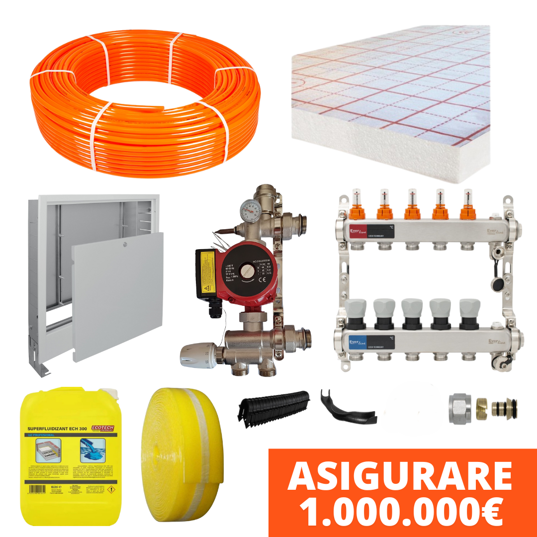 Pachet complet incalzire in pardoseala cu teava PE-Xa MODUS si placa tacker