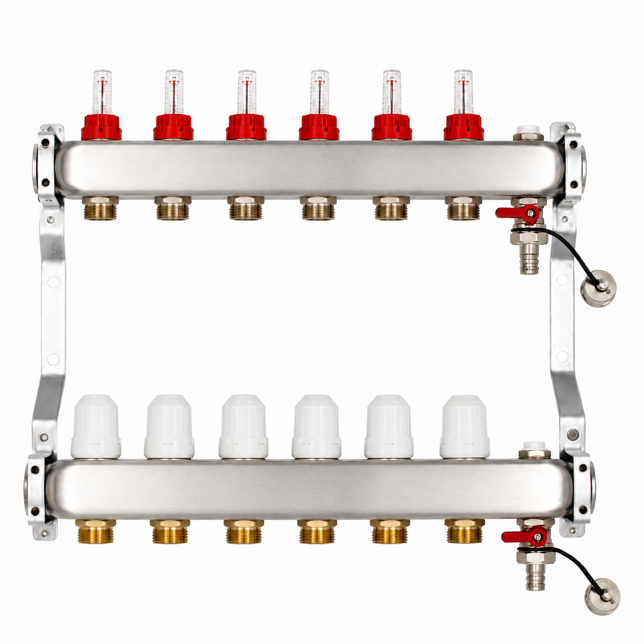 Distribuitor INOX cu debitmetre 6 circuite