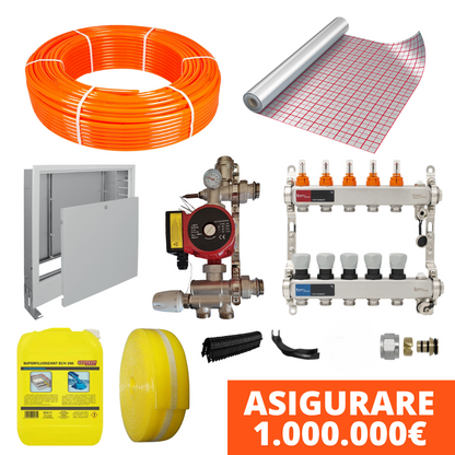 Pachet complet incalzire in pardoseala cu teava PE-Xa MODUS si folie tacker