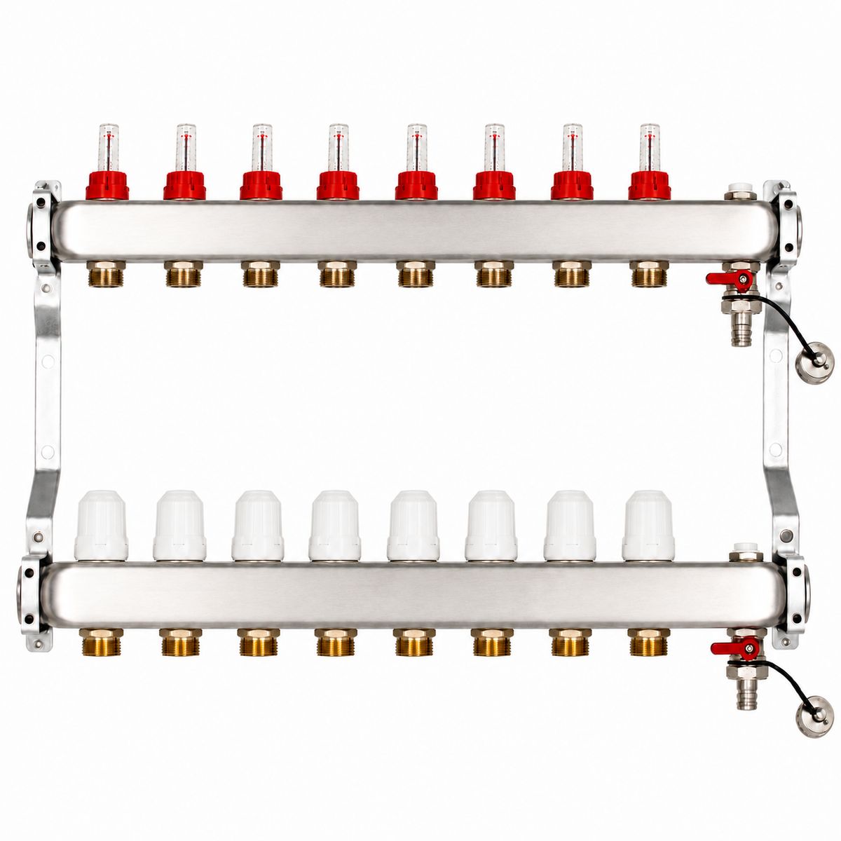 distribuitor inox 8 circuite cu debitmetre
