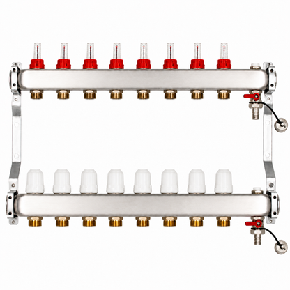 distribuitor inox 8 circuite cu debitmetre