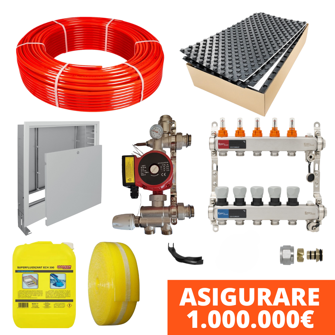 Pachet complet incalzire in pardoseala cu teava PE-RT MODUS si placa cu nuturi