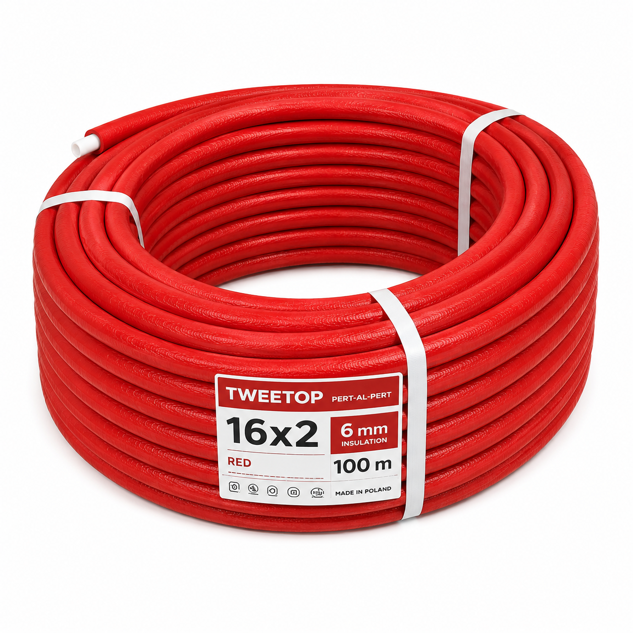 Teava multistrat 16x2 mm cu izolatie 6 mm rosie - colac 100 m - Tweetop Poland