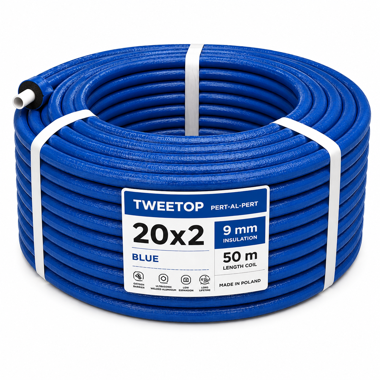 Teava multistrat 20x2 mm cu izolatie 9 mm albastra - colac 50 m - Tweetop Poland
