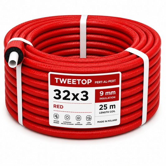 Teava multistrat 32x3 mm cu izolatie 9 mm rosie - colac 25 m - Tweetop Poland