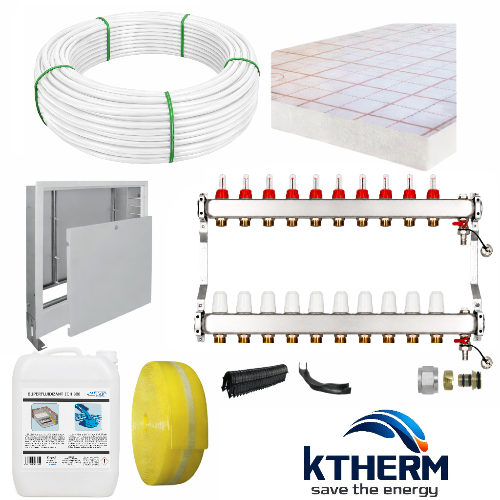 Pachet complet incalzire in pardoseala cu teava KTHERM si placa tacker