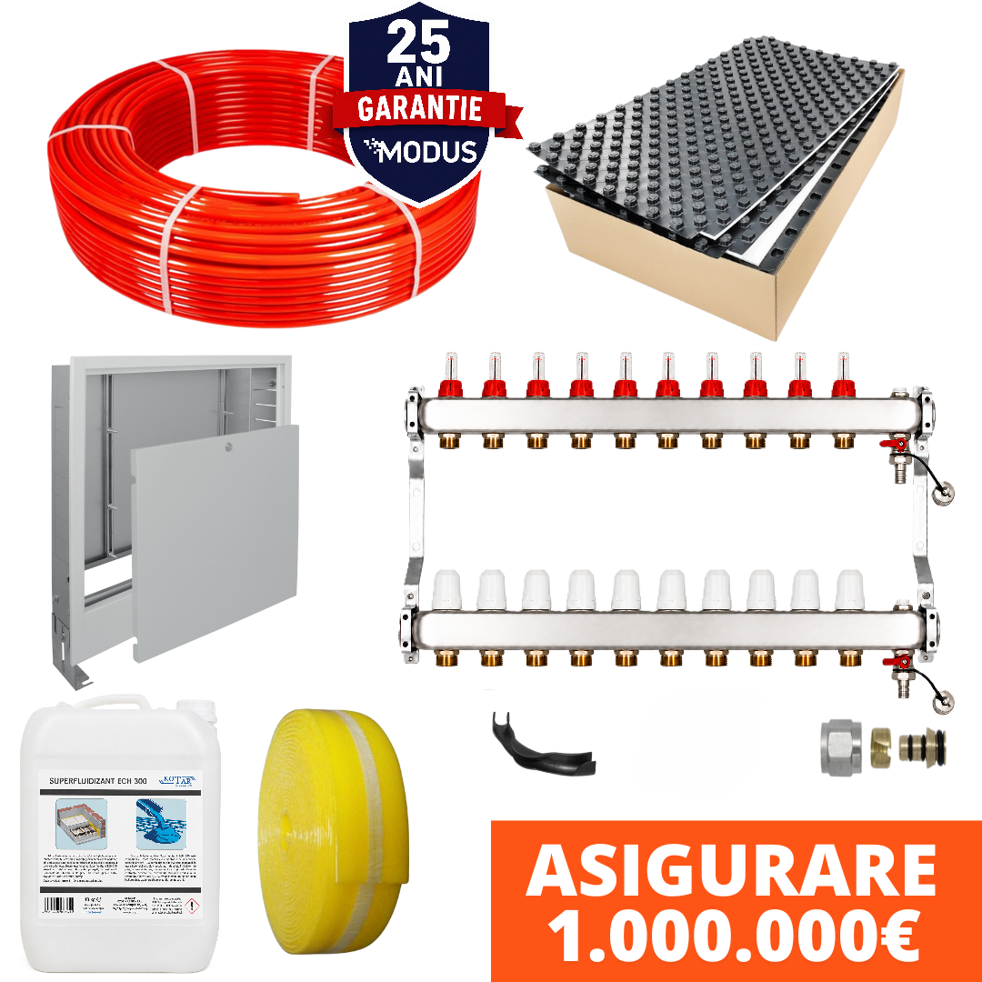 Pachet complet incalzire in pardoseala cu teava PE-RT MODUS si placa cu nuturi