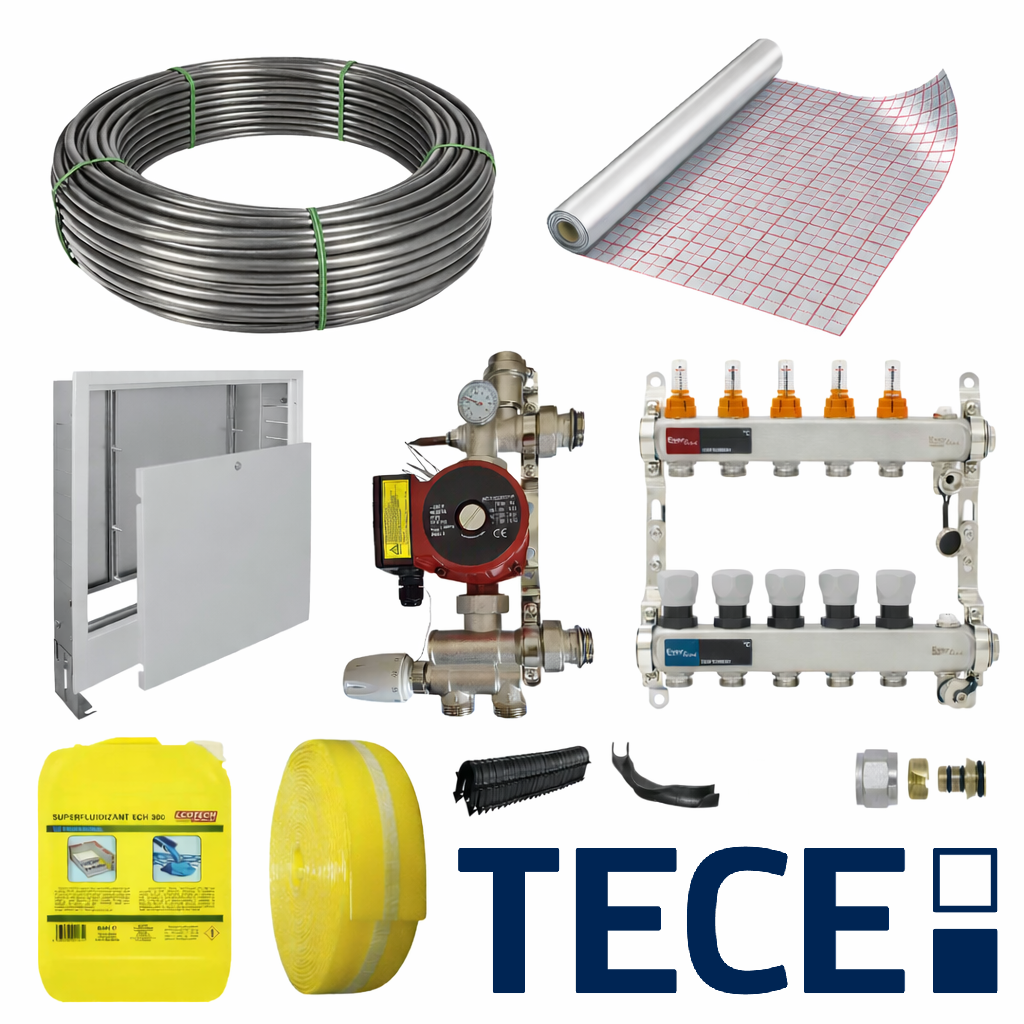 Pachet complet incalzire in pardoseala cu teava PE-RT TECEfloor Soft 5S si folie tacker