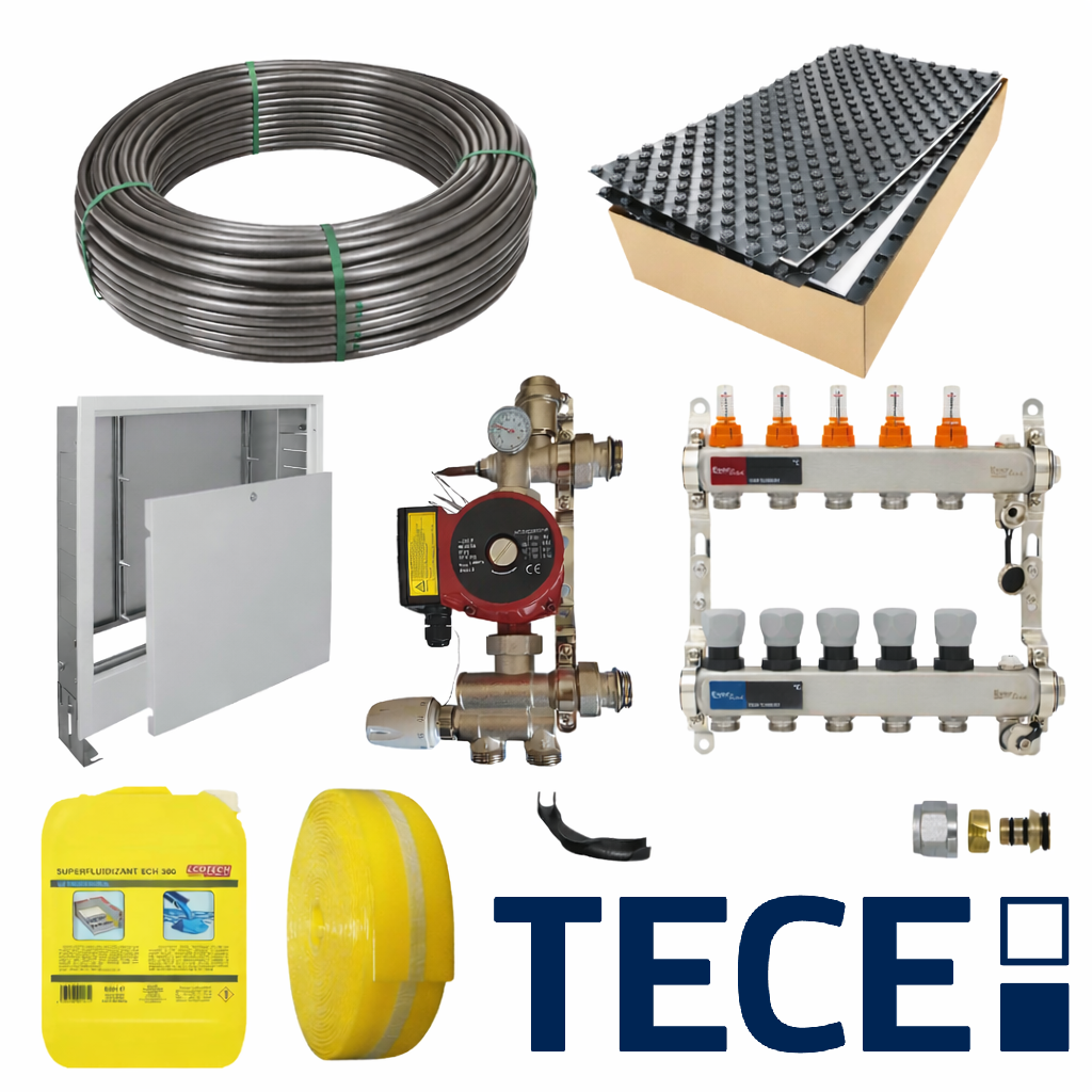 Pachet complet incalzire in pardoseala cu teava PE-RT TECEfloor Soft 5S si placa cu nuturi