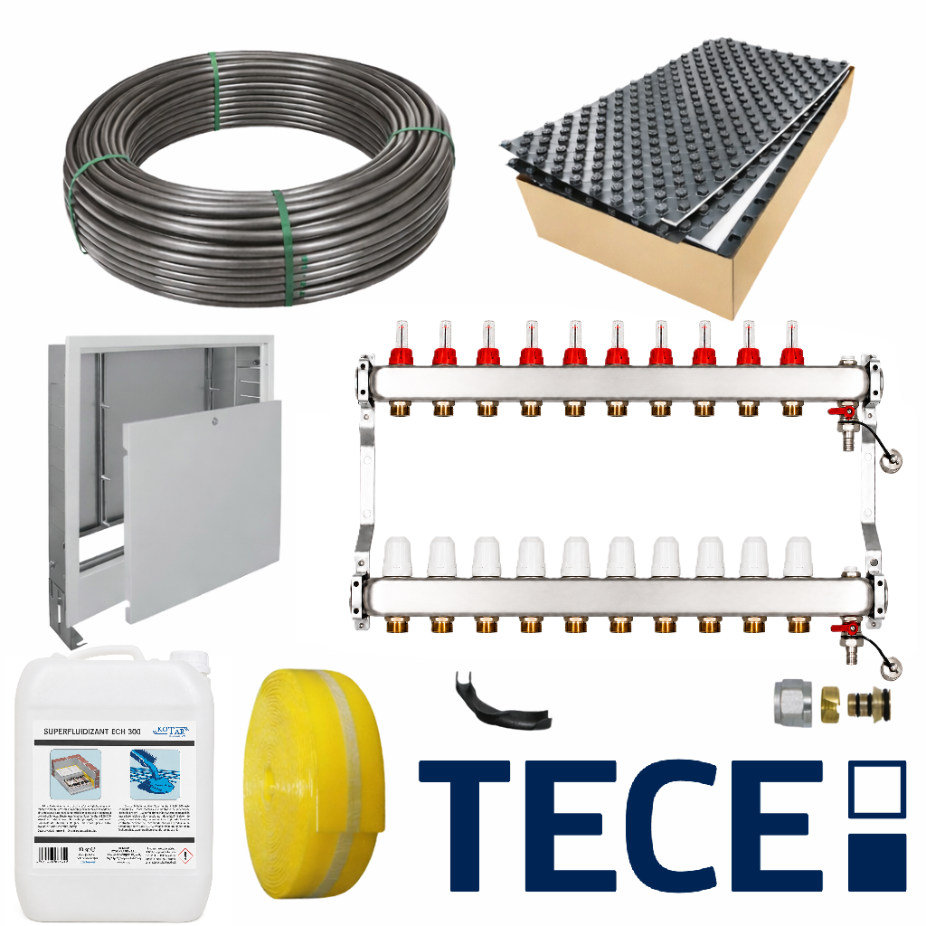 Pachet complet incalzire in pardoseala cu teava PE-RT TECEfloor Soft 5S si placa cu nuturi
