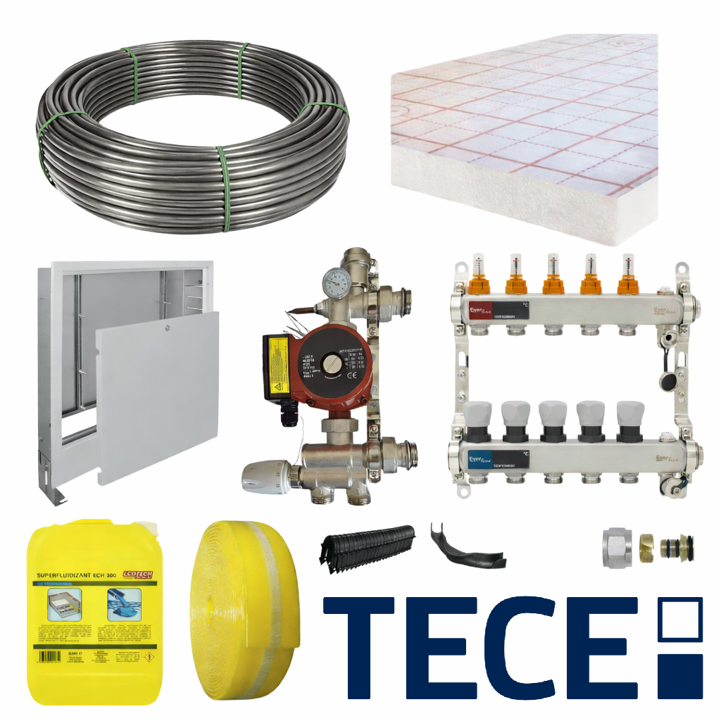 Pachet complet incalzire in pardoseala cu teava PE-RT TECEfloor Soft 5S si placa tacker