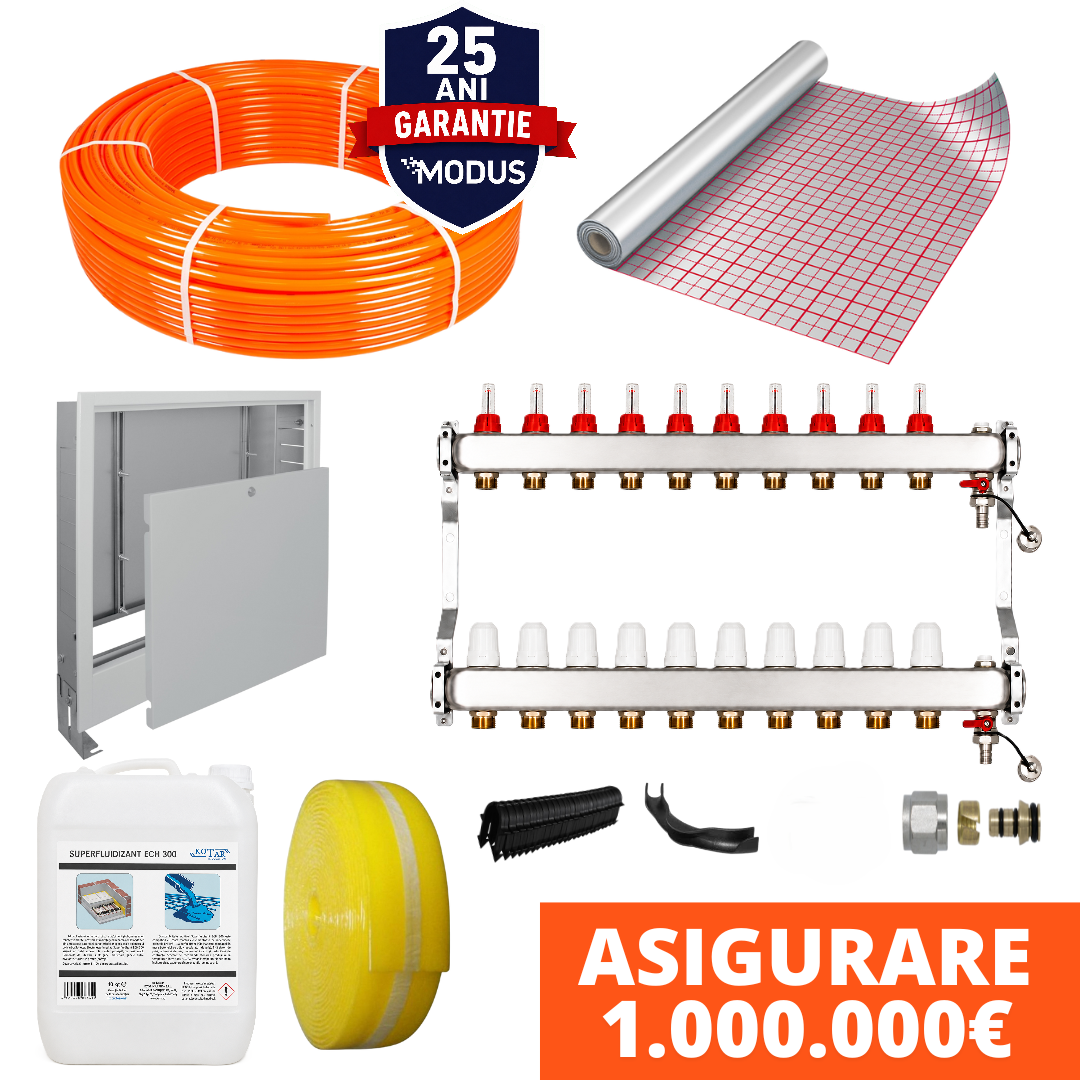 Pachet complet incalzire in pardoseala cu teava PE-Xa MODUS si folie tacker