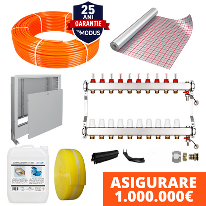 Pachet complet incalzire in pardoseala cu teava PE-Xa MODUS si folie tacker