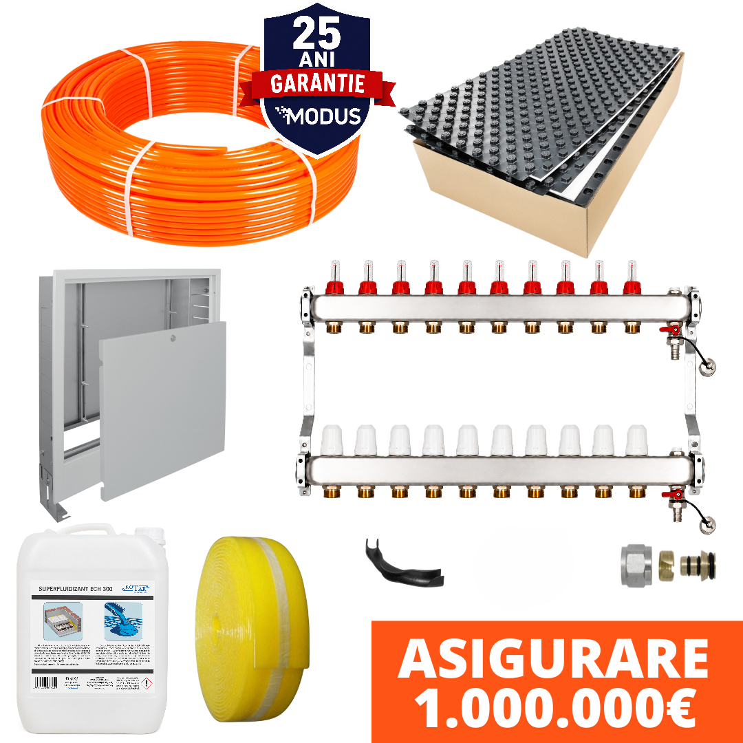 Pachet complet incalzire in pardoseala cu teava PE-Xa MODUS si placa cu nuturi