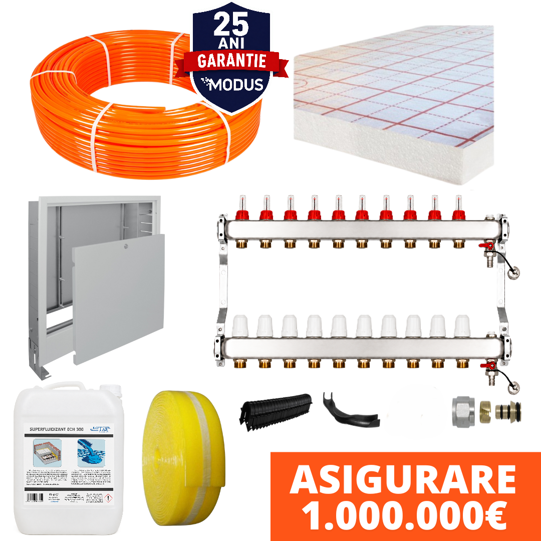 Pachet complet incalzire in pardoseala cu teava PE-Xa MODUS si placa tacker