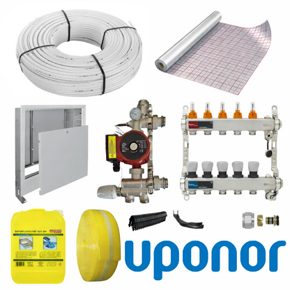 Pachet complet incalzire in pardoseala cu teava UPONOR si folie tacker