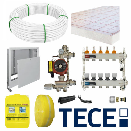 Pachet complet incalzire in pardoseala cu teava PE-Xa TECEfloor SLQ si placa tacker