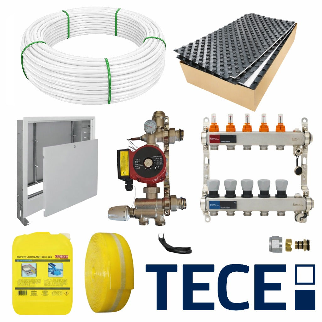 Pachet complet incalzire in pardoseala cu teava PE-Xa TECEfloor SLQ si placa cu nuturi