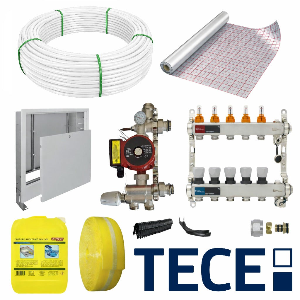 Pachet complet incalzire in pardoseala cu teava PE-Xa TECEfloor SLQ si folie tacker