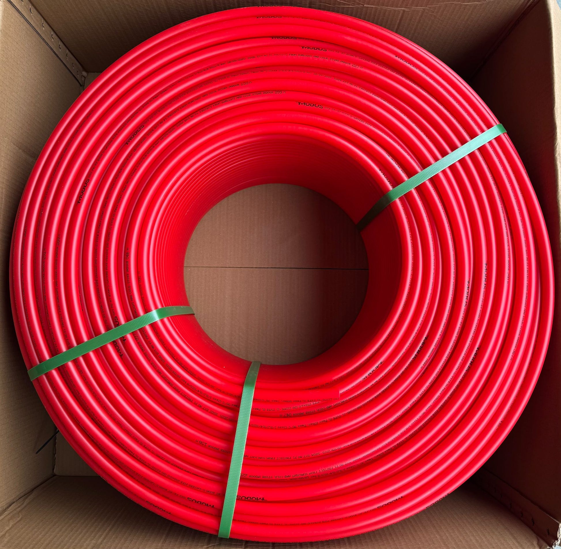 Colac teava PE-RT MODUS rosie, sistem incalzire in pardoseala, material PE-RT TIP II cu bariera oxigen EVOH