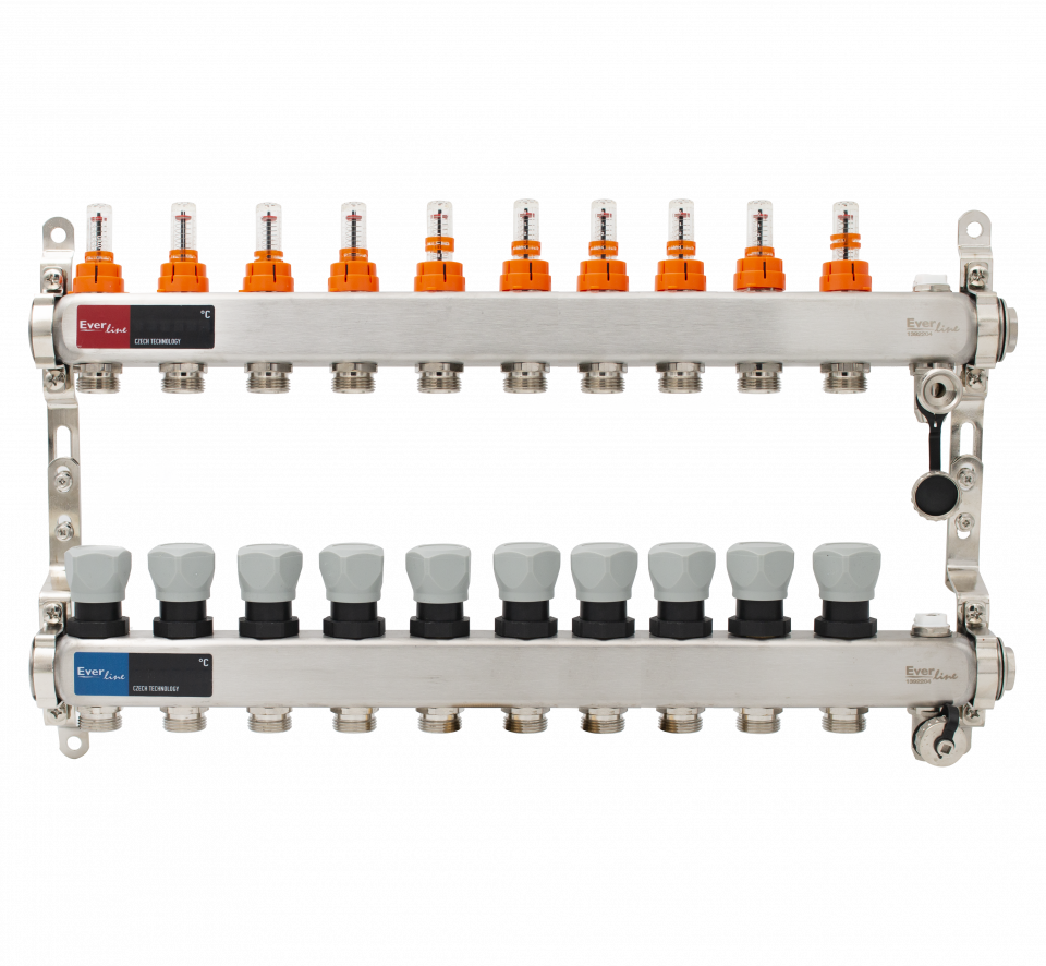 distribuitor inox 10 circuite cu debitmetre