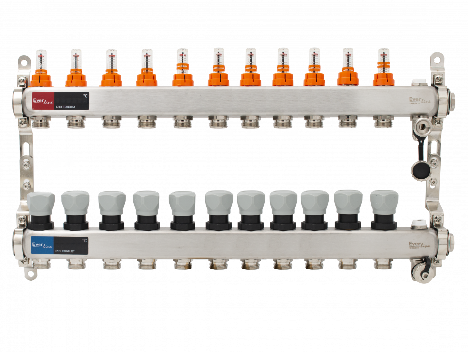 distribuitor inox 11 circuite cu debitmetre