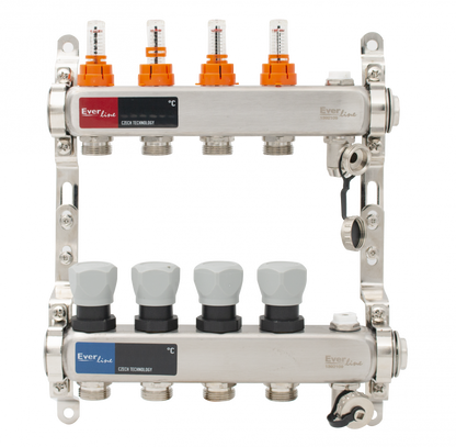 distribuitor inox 4 circuite cu debitmetre