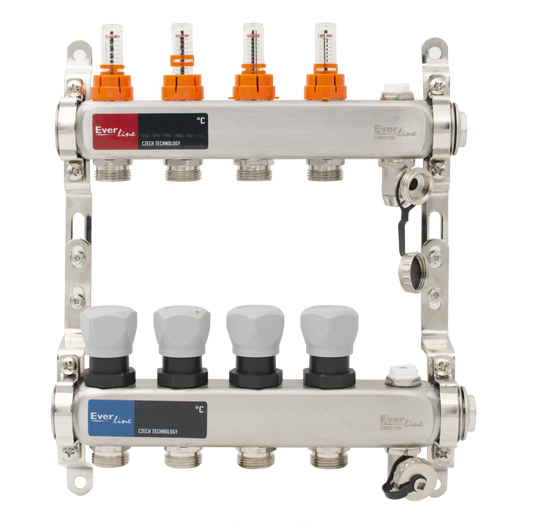 distribuitor inox 4 circuite cu debitmetre