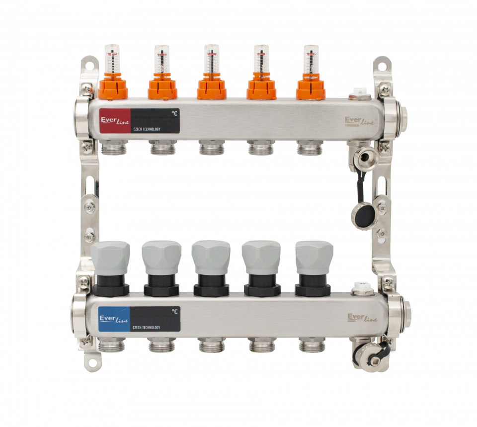 distribuitor inox 5 circuite cu debitmetre