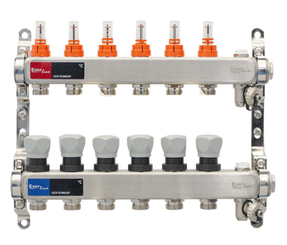 distribuitor inox 6 circuite cu debitmetre