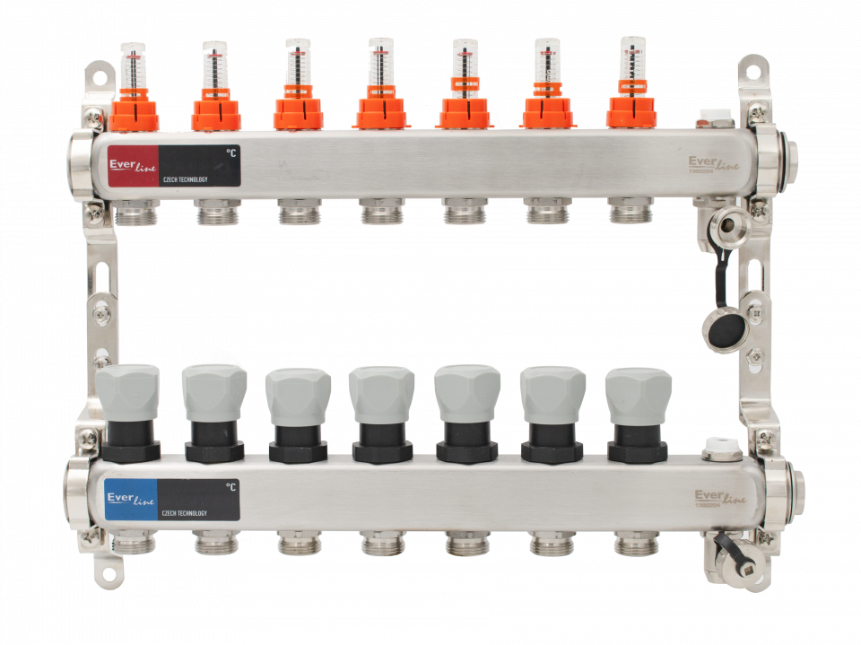 distribuitor inox 7 circuite cu debitmetre