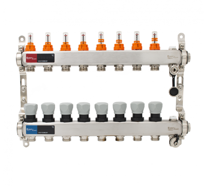 distribuitor inox 8 circuite cu debitmetre